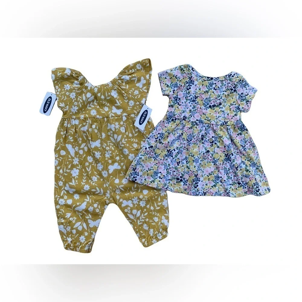 Old Navy 0-3 Month NWT Dress And Jumpsuit Romper Bundle